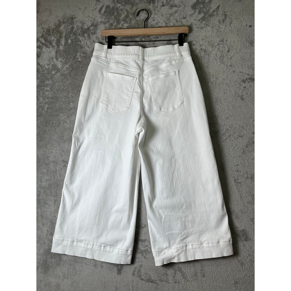 SPANX shape Every Wear Cropped Wide Leg Pull-On Jeans White Large Stretch Denim - Picture 3 of 7